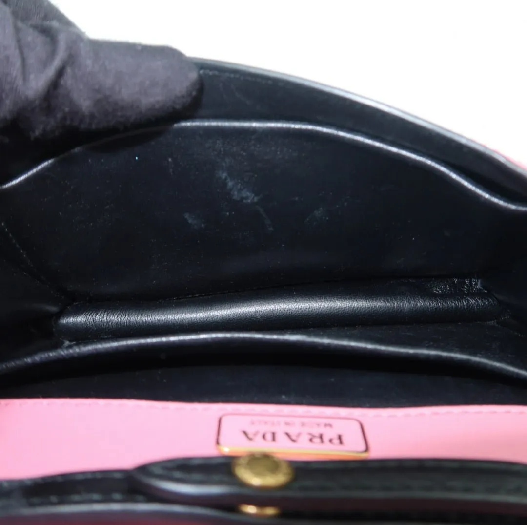 Prada Cahier Pink & Black Leather Shoulder Bag