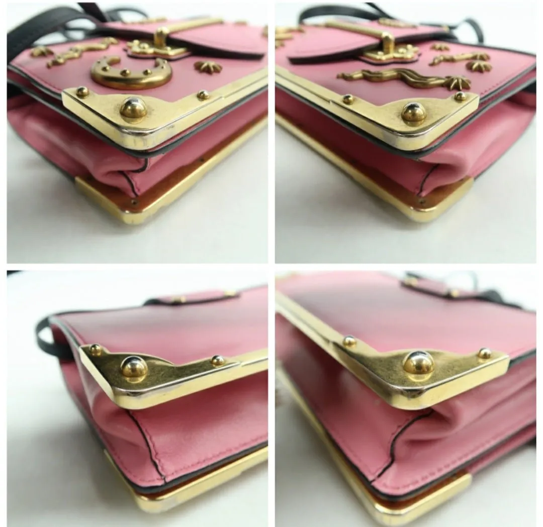 Prada Cahier Pink & Black Leather Shoulder Bag