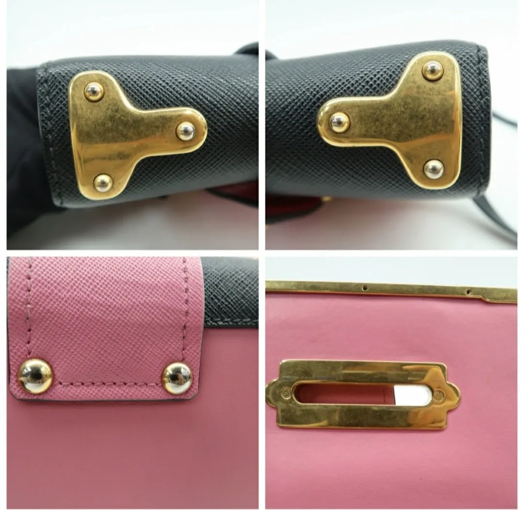 Prada Cahier Pink & Black Leather Shoulder Bag
