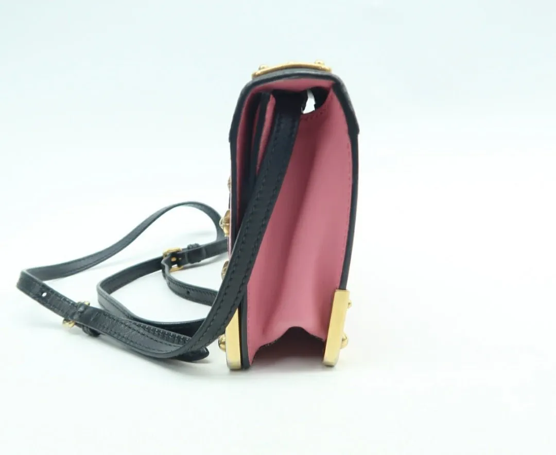 Prada Cahier Pink & Black Leather Shoulder Bag