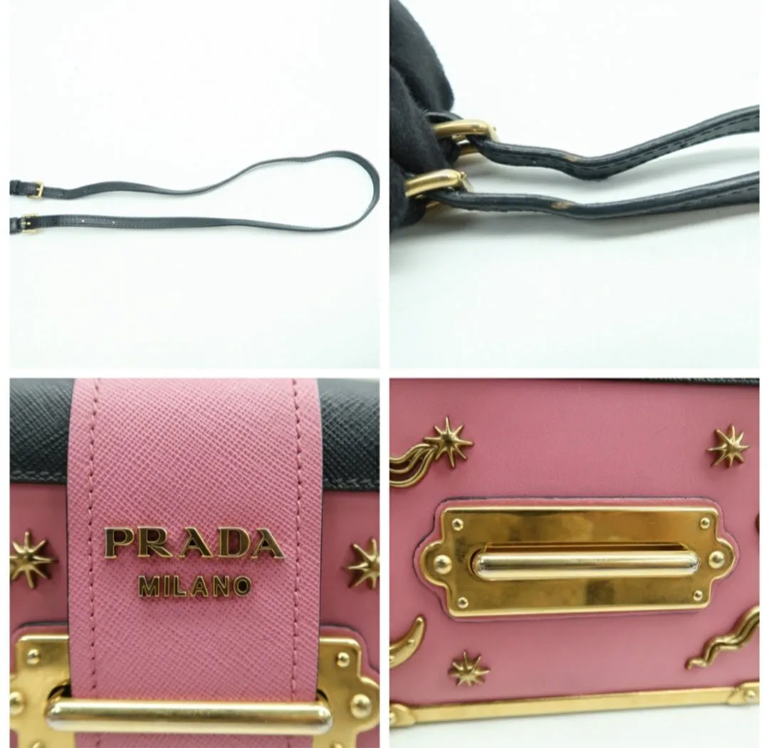 Prada Cahier Pink & Black Leather Shoulder Bag