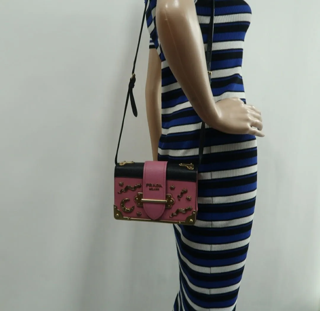 Prada Cahier Pink & Black Leather Shoulder Bag