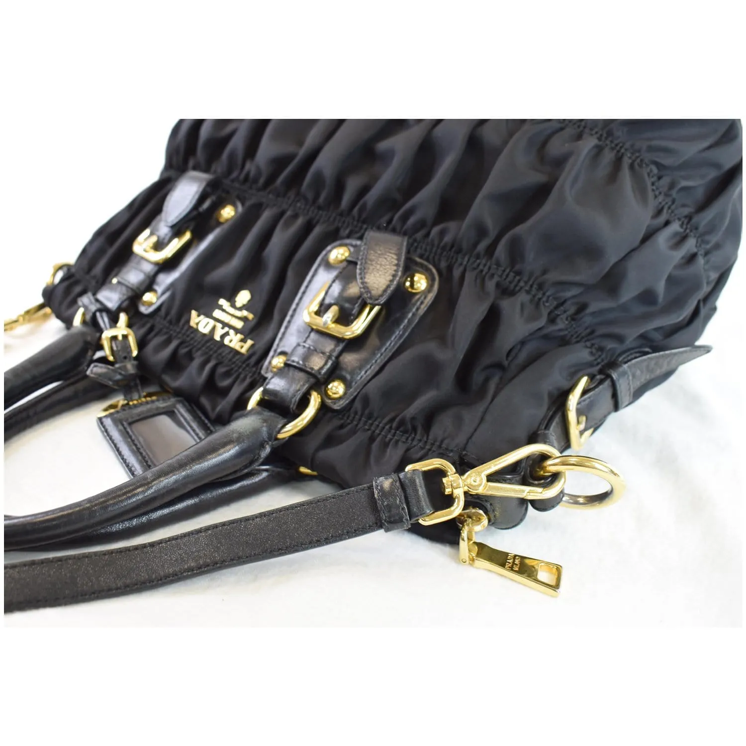 PRADA Gaufre Nappa Leather Tote Bag Black BN1336