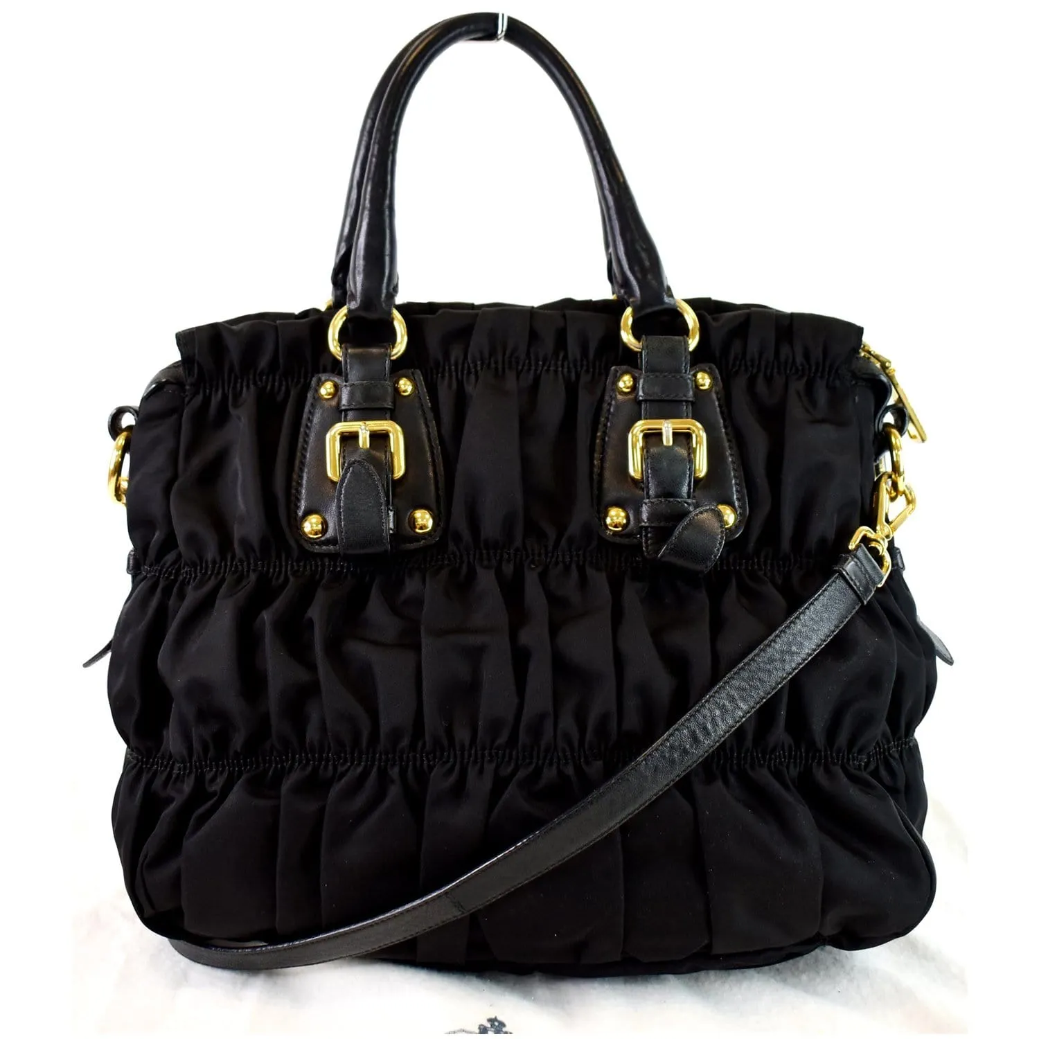 PRADA Gaufre Nappa Leather Tote Bag Black BN1336