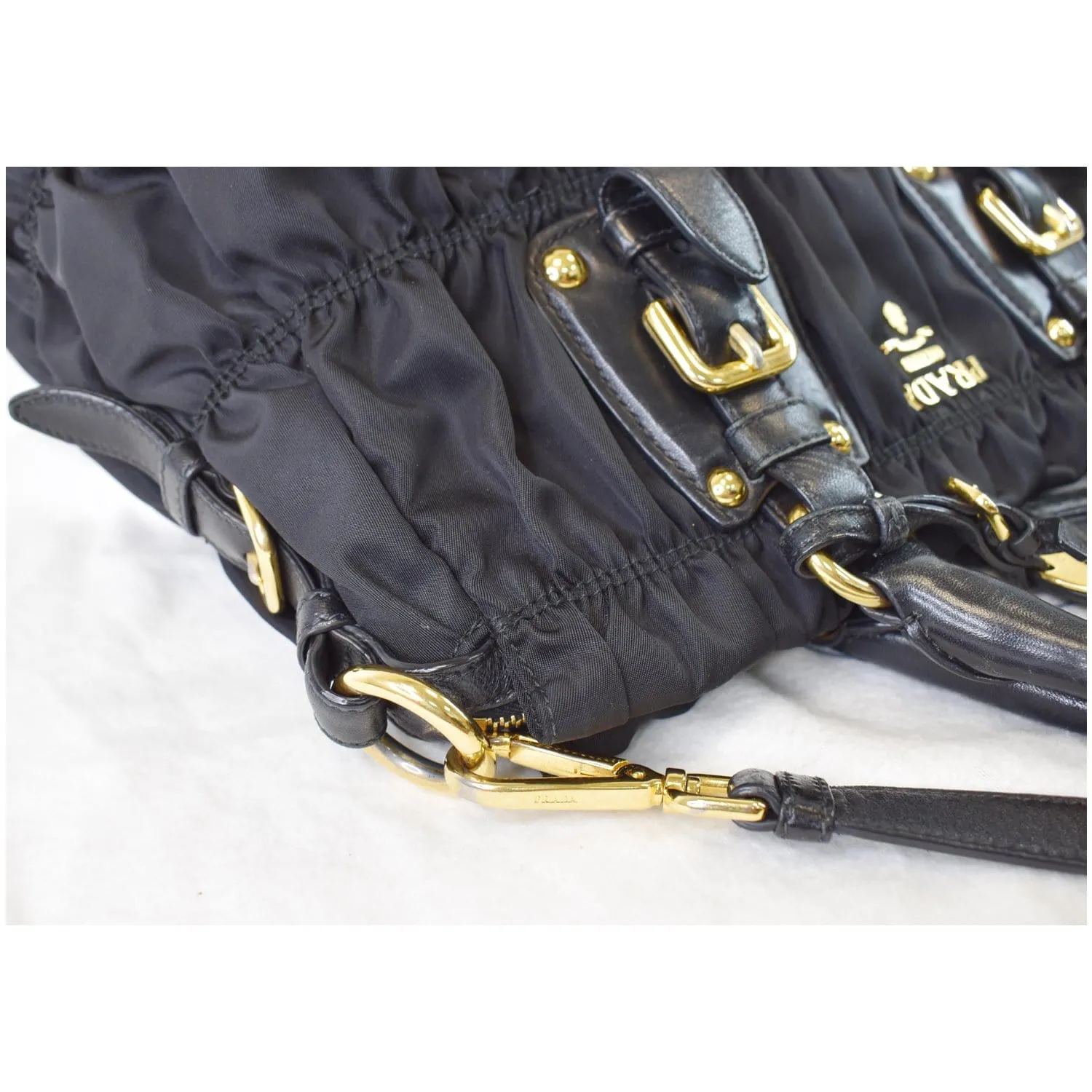 PRADA Gaufre Nappa Leather Tote Bag Black BN1336