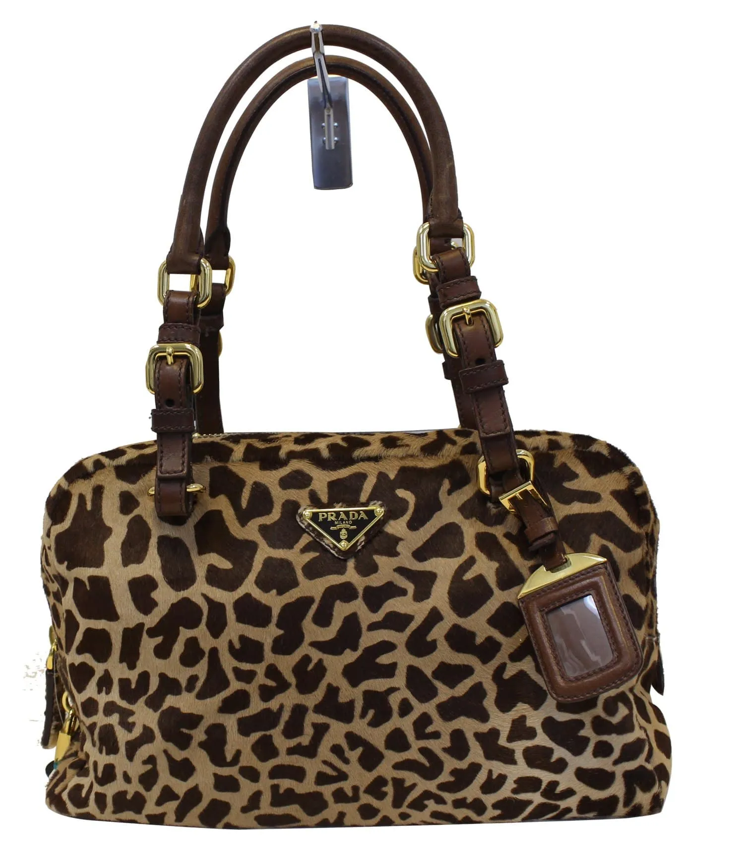 PRADA Leopard Printed Calf Hair Shoulder Bag