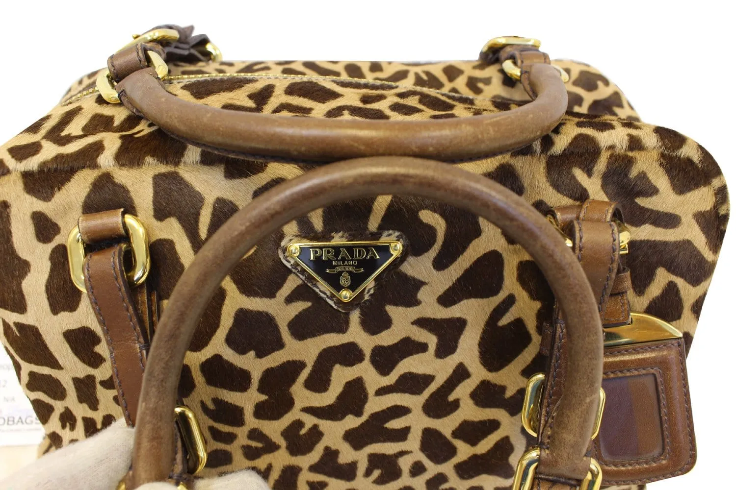PRADA Leopard Printed Calf Hair Shoulder Bag