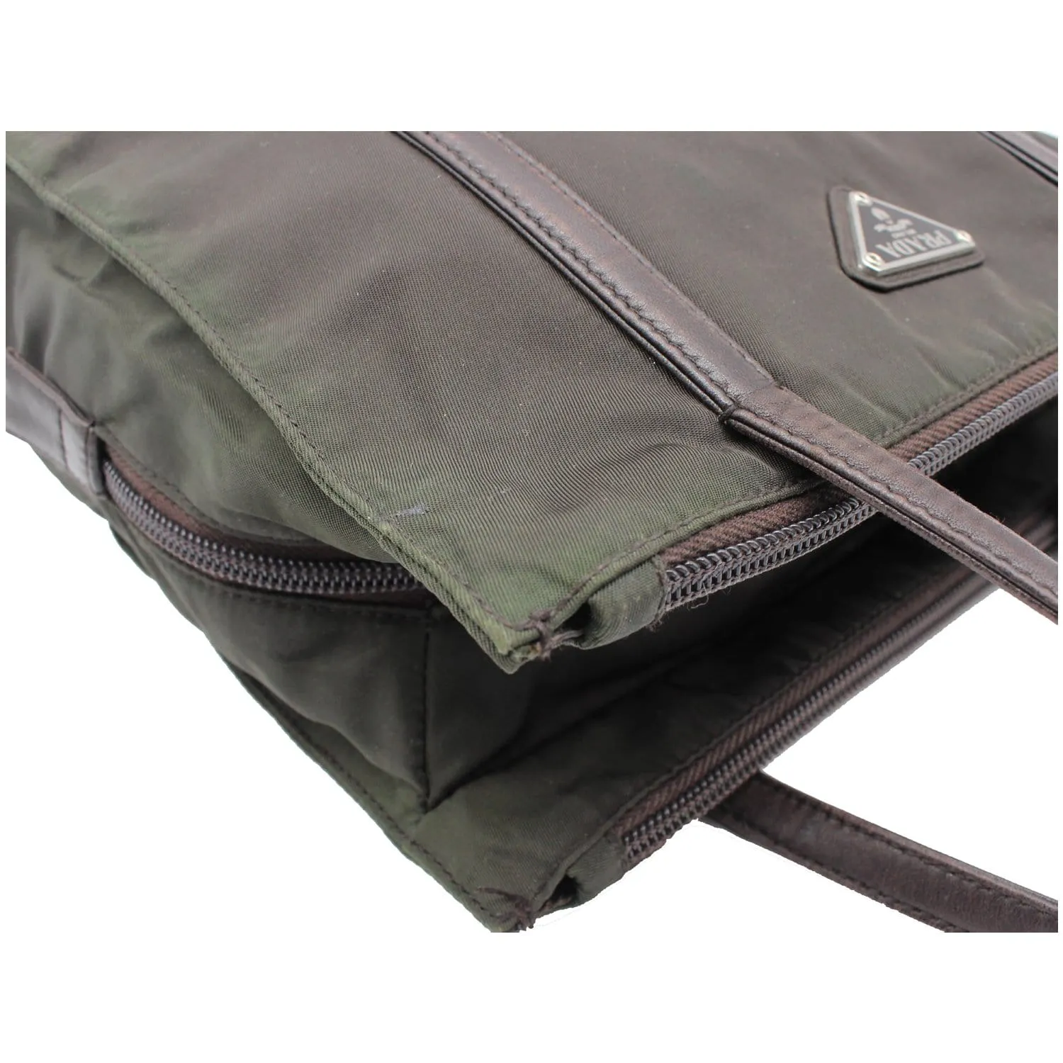 PRADA Nylon Tote Shoulder Bag Dark Green