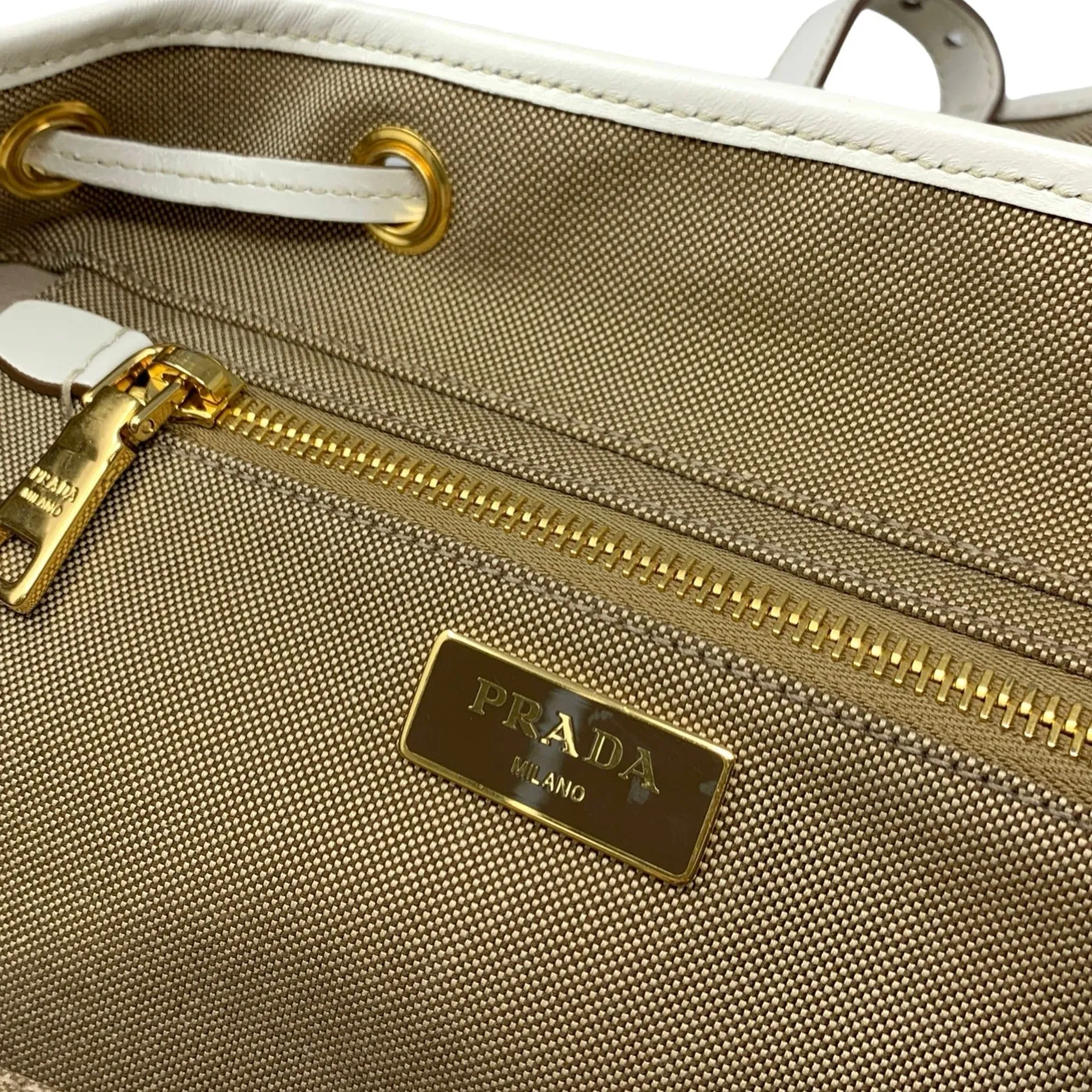 Prada Tan Canvas Logo Backpack