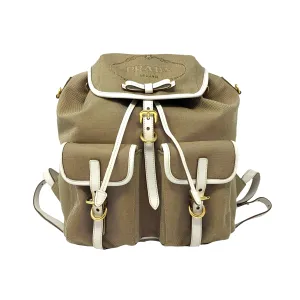 Prada Tan Canvas Logo Backpack