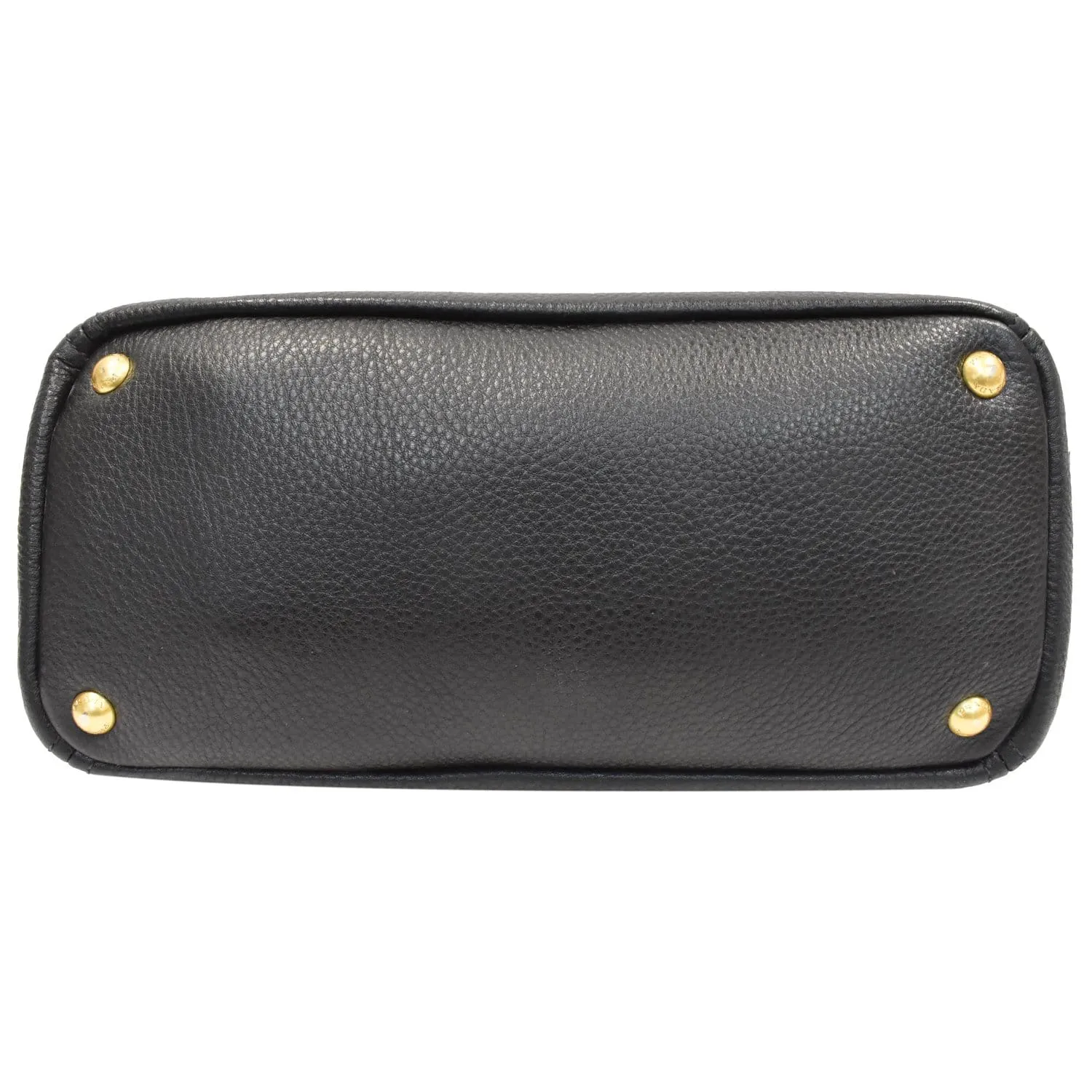PRADA Vitello Daino Side-Pocket Leather Tote Shoulder Bag Black