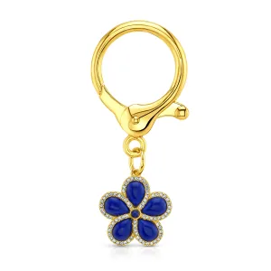 PRECIOUS FLOWER BAG CHARM, GOLD LAPIS