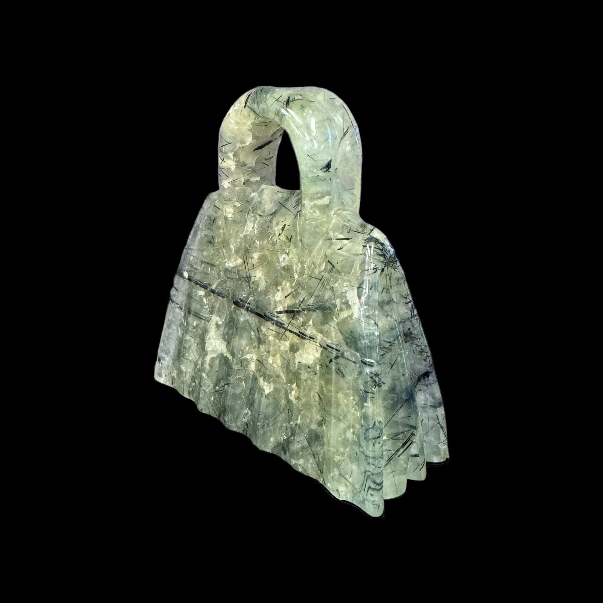 Prehnite  Handbag / Purse Carving - 3.25 inches tall
