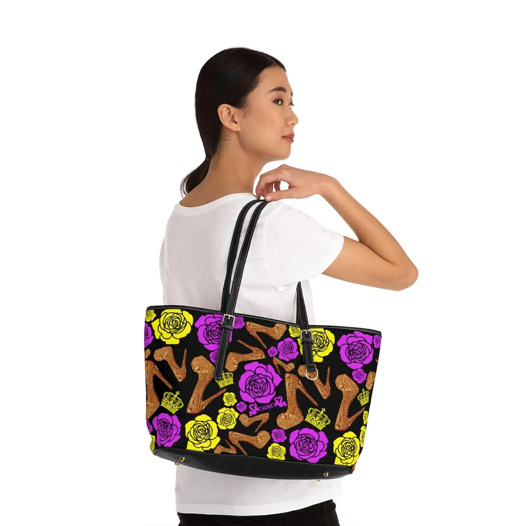 PU Leather Shoulder Bag 'Purple Gold'