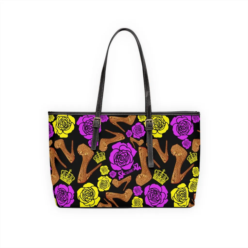 PU Leather Shoulder Bag 'Purple Gold'