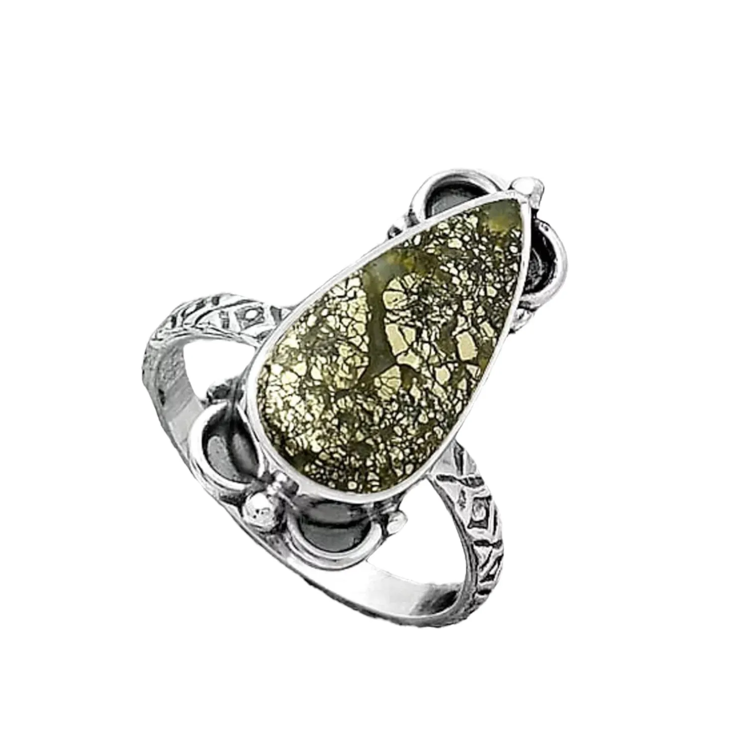 Pyrite Solid 925 Sterling Silver Ring 8.5