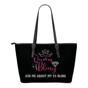 Queen Of Bling Tote Bag Pink Design Silver Letters