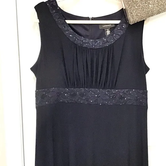 R &amp; M Richards Sequin/Lace Jacket Dress Navy Size 14, EUC