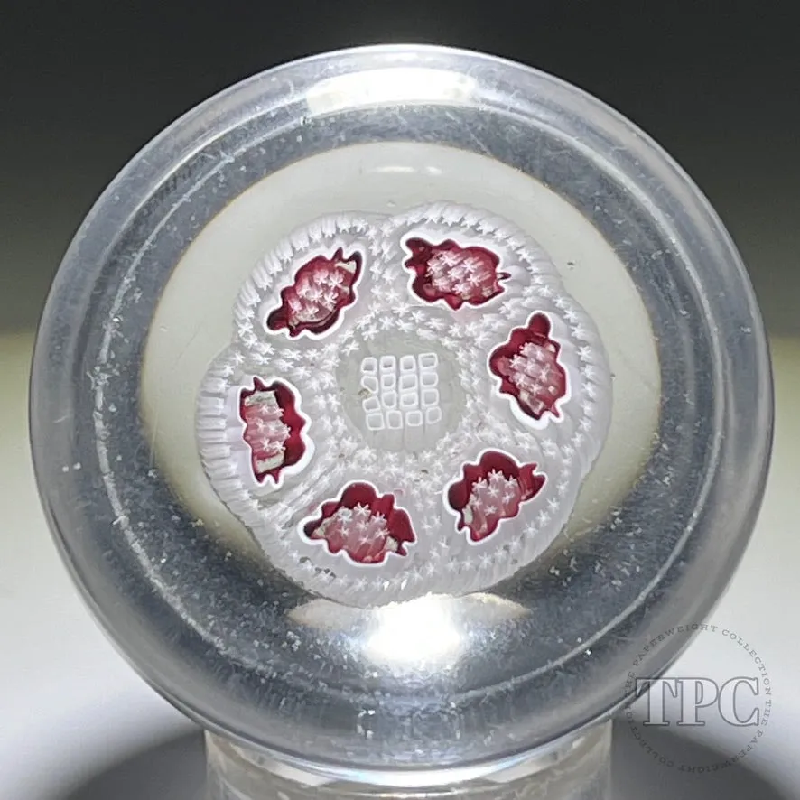 Rare Antique Chênée Miniature Complex Concentric Millefiori Glass Art Paperweight