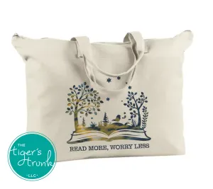 Read More Worry Less Zippered Book Tote
