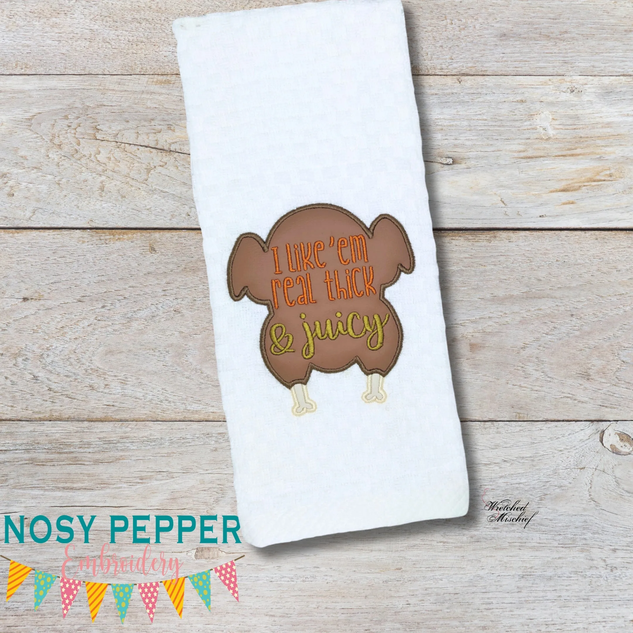 Real Thick And Juicy applique machine embroidery design (4 sizes included) DIGITAL DOWNLOAD