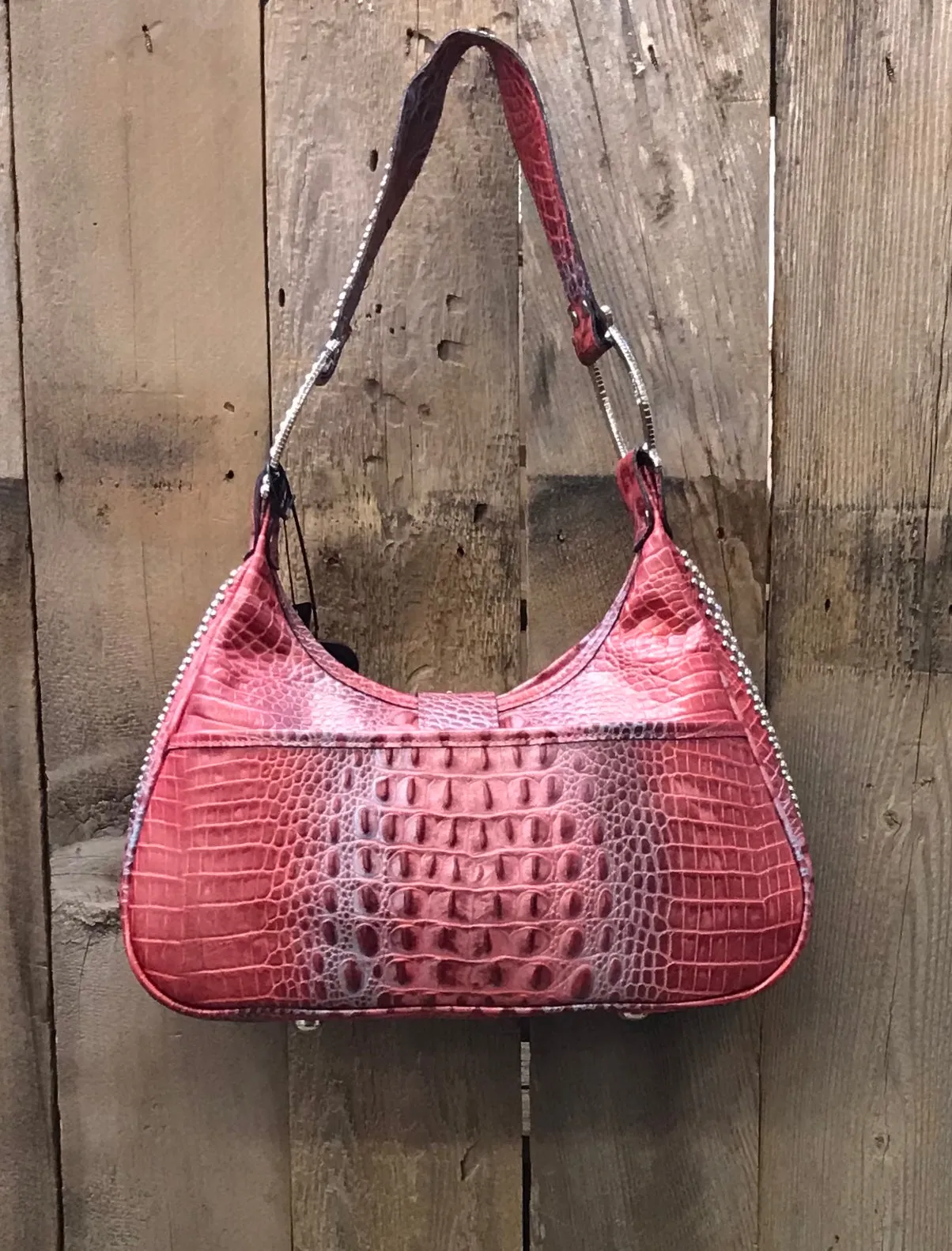 Red And Blue Croc Leather With Buckle