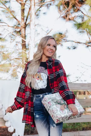 Remy Oversized Plaid Jacket - Red
