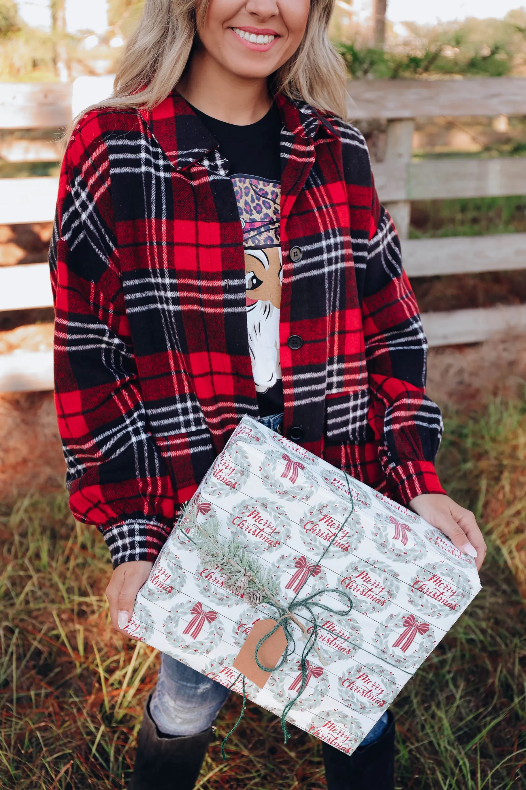 Remy Oversized Plaid Jacket - Red