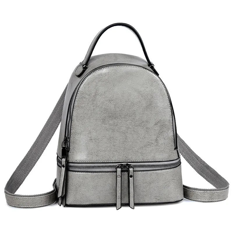 Retro Oil Wax Leather Women's Backpack