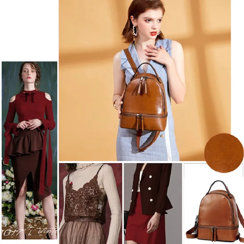 Retro Oil Wax Leather Women's Backpack