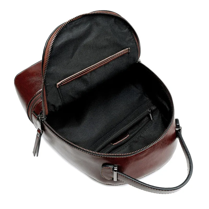 Retro Oil Wax Leather Women's Backpack