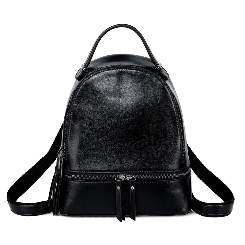 Retro Oil Wax Leather Women's Backpack