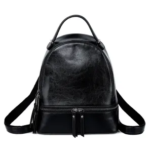 Retro Oil Wax Leather Women's Backpack