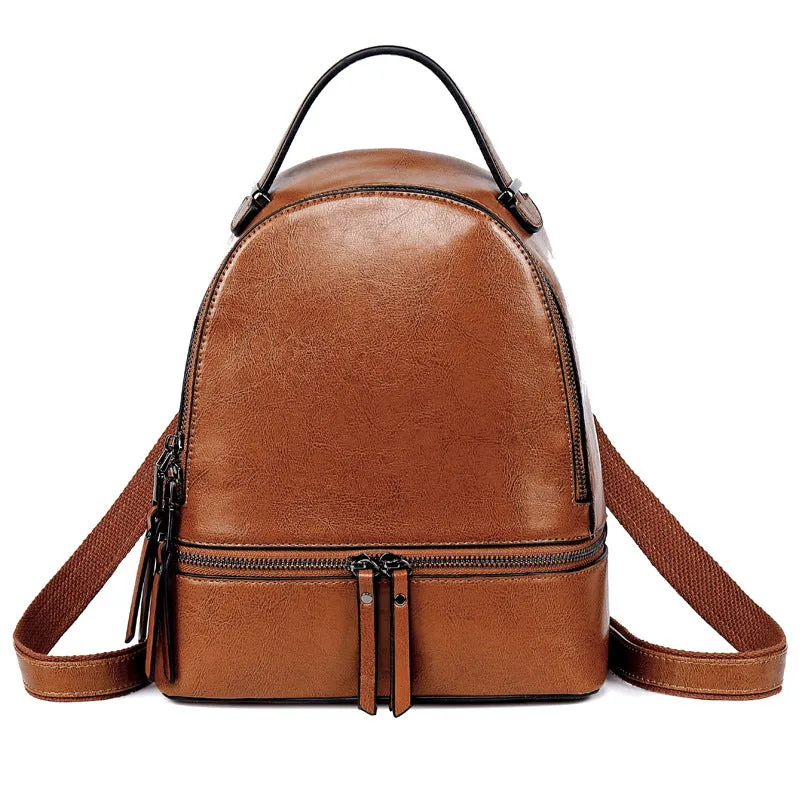 Retro Oil Wax Leather Women's Backpack