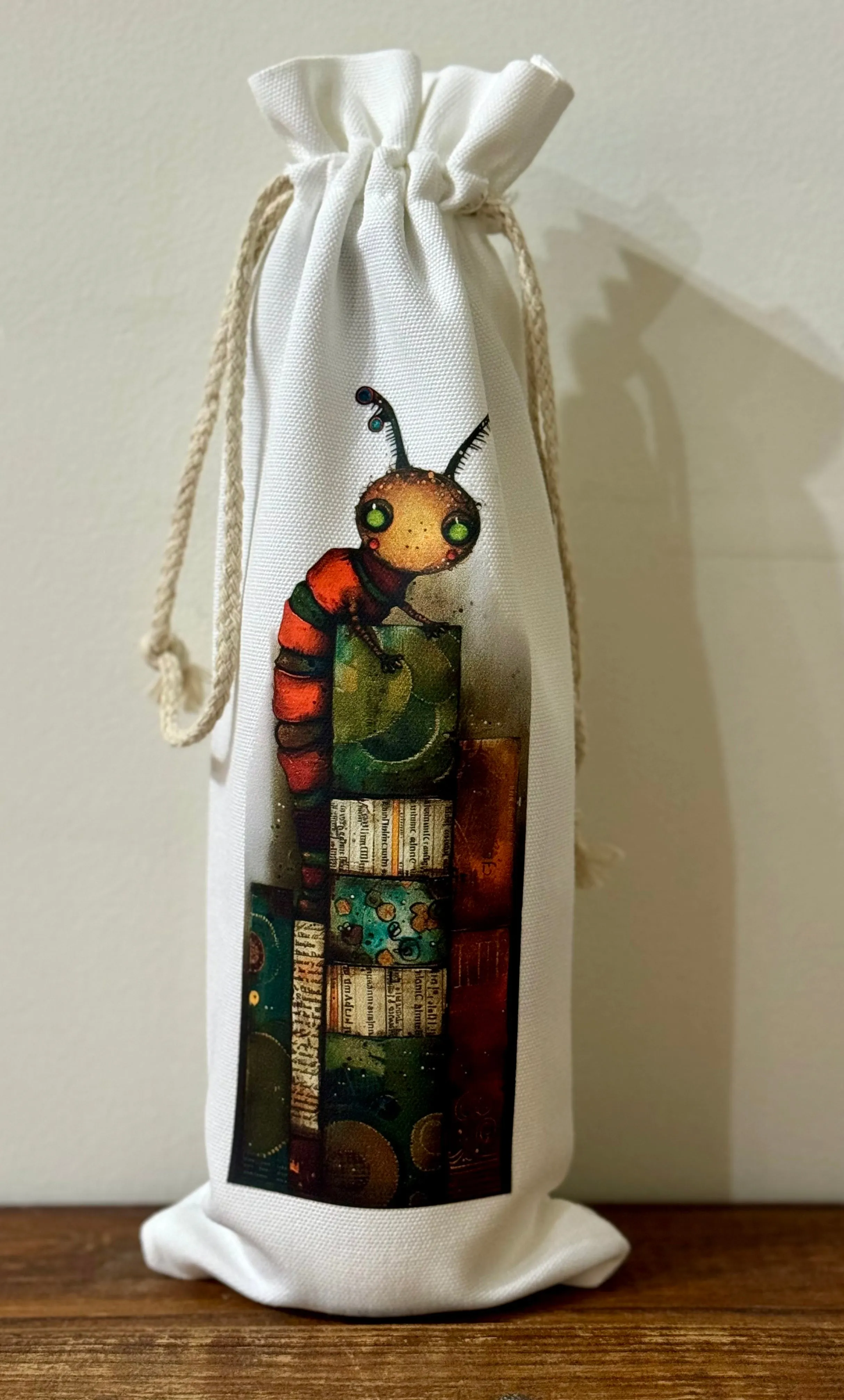 Reusable Wine Gift Bag, Bookworm