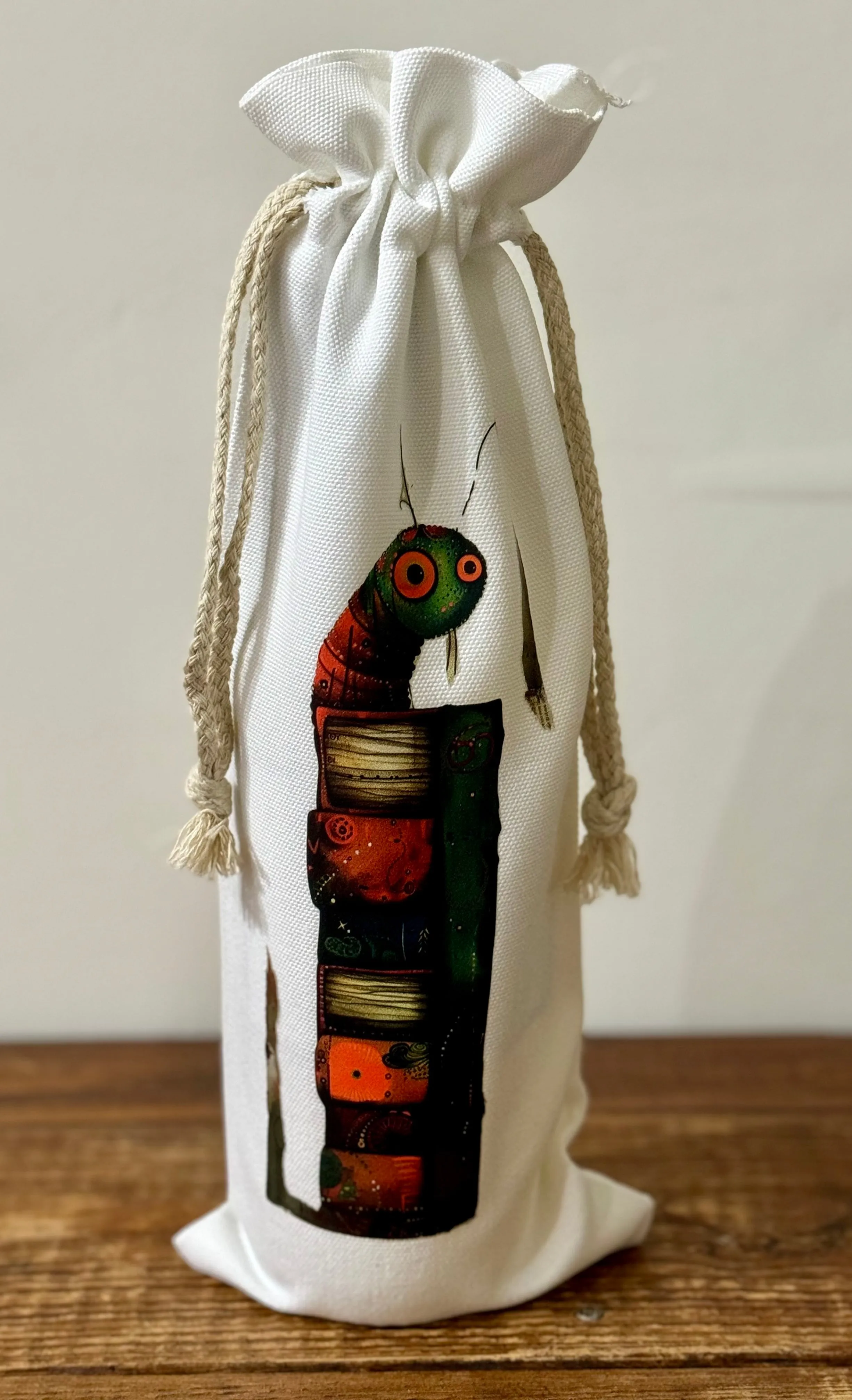 Reusable Wine Gift Bag, Bookworm