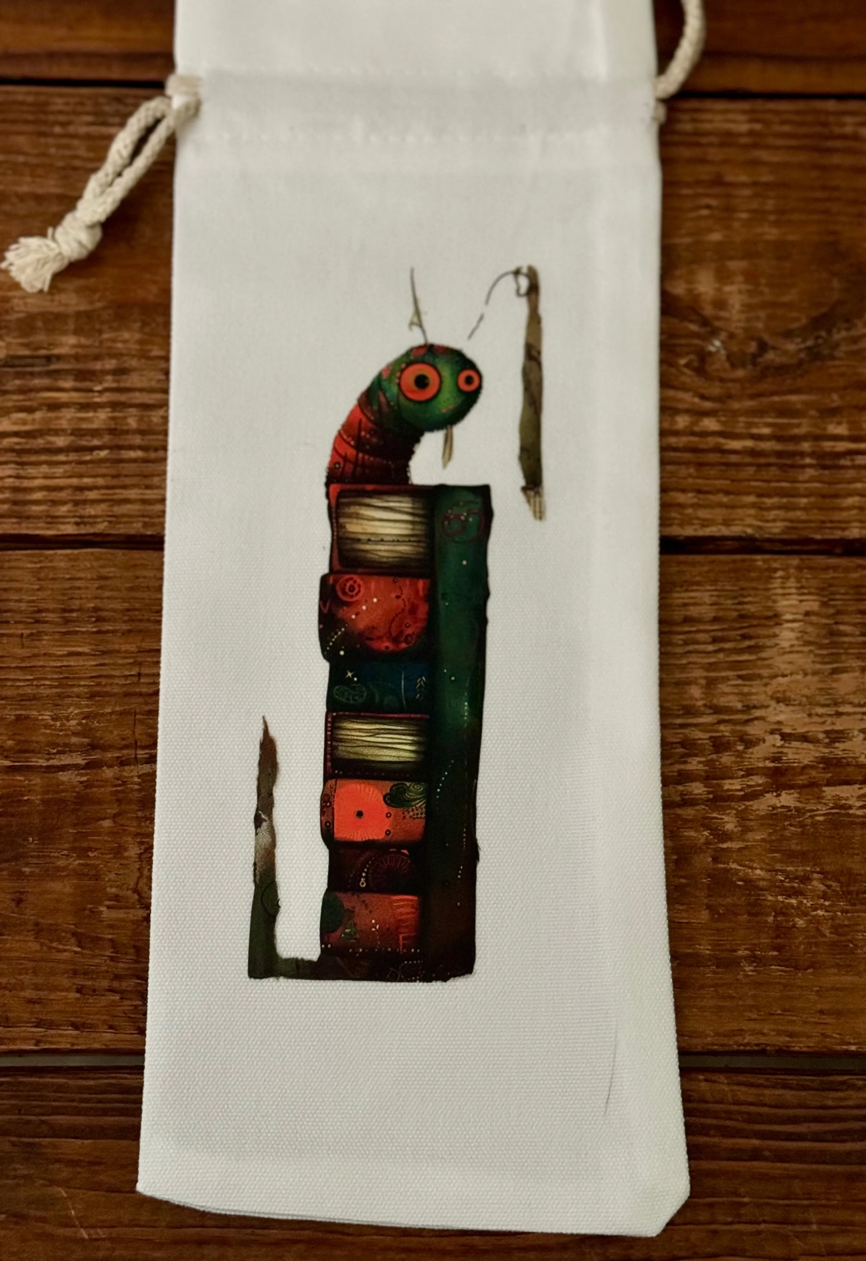 Reusable Wine Gift Bag, Bookworm