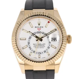 Rolex Sky-Dweller 326238 White Full Set Oysterflex Yellow Gold 42 mm