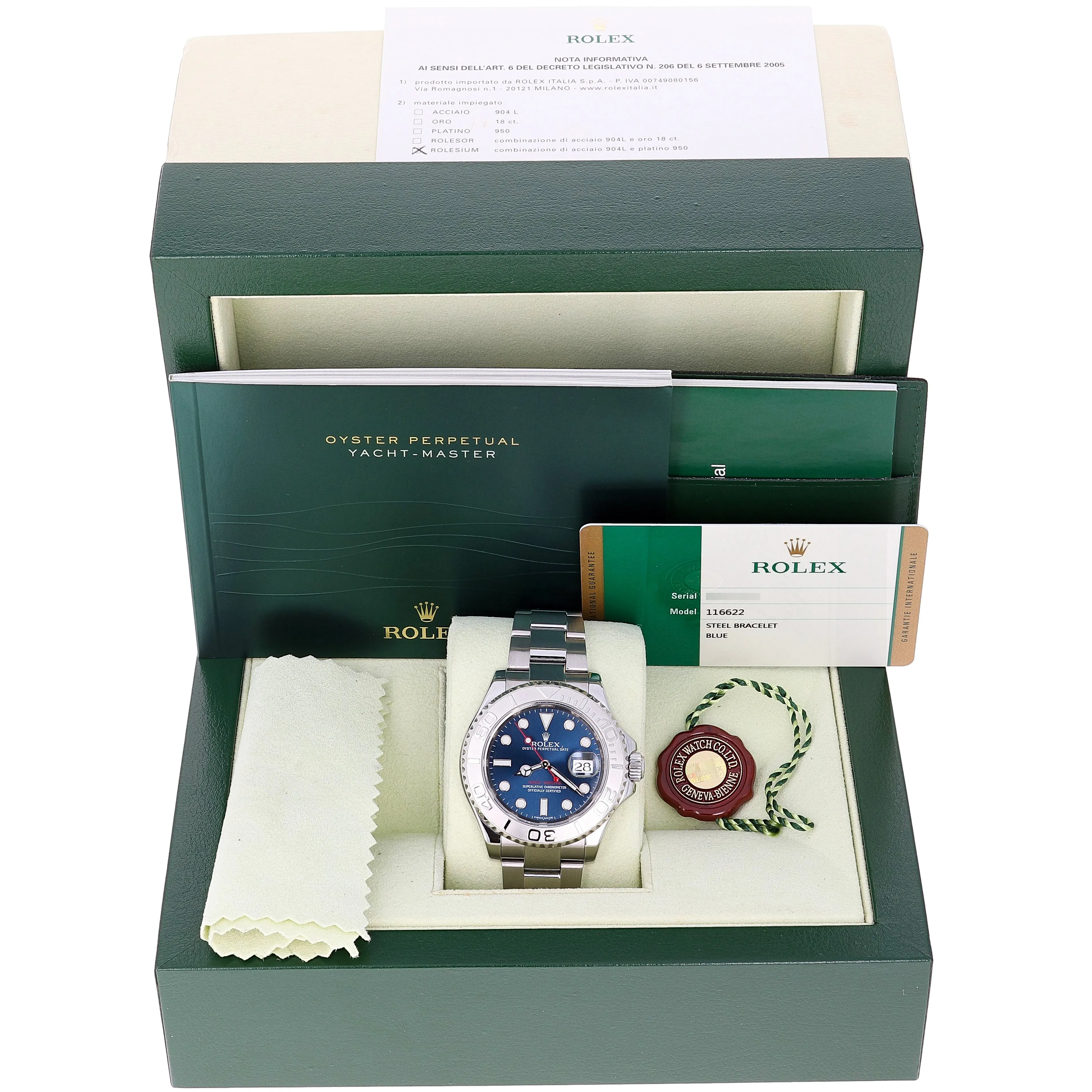 Rolex Yacht-Master 116622 Blue 2014 Full Set Oyster Steel 40 mm