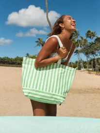 ROXY Strippy Beacht Bag - Jade Lime Basique Bico Stripe