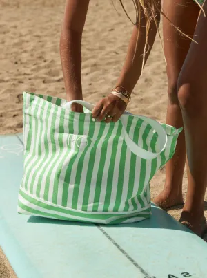 ROXY Strippy Beacht Bag - Jade Lime Basique Bico Stripe