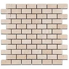 Royal Beige Marble 1 X 2 Polished Brick Mosaic Tile - Box of 5 Sheets