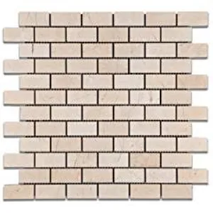 Royal Beige Marble 1 X 2 Polished Brick Mosaic Tile - Box of 5 Sheets