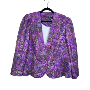 Royal Design Women's Plus Size 22 Purple Floral Vintage Blazer