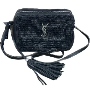 Saint Laurent Raffia Lou Camera Bag - Woven Black