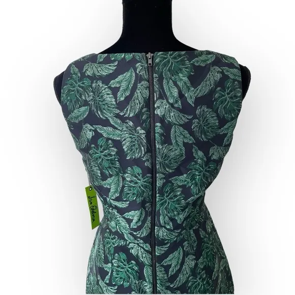 Sam Edelman NWT leaf pattern tulip v-neck fit and flare sleeveless dress size 8
