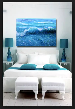 Seascape Art Canvas Prints “Blue Waves” Canvas Wall Art