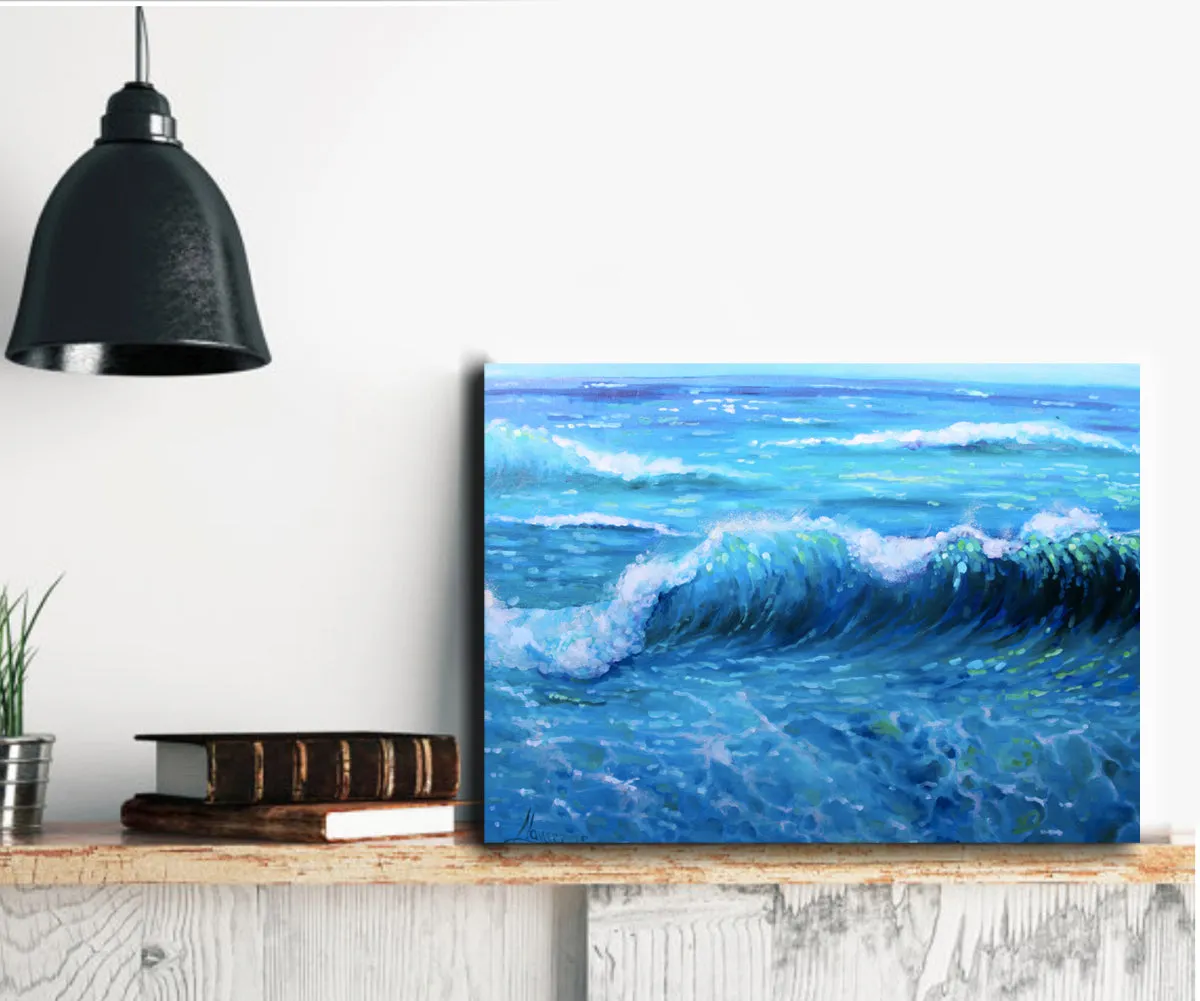 Seascape Art Canvas Prints “Blue Waves” Canvas Wall Art