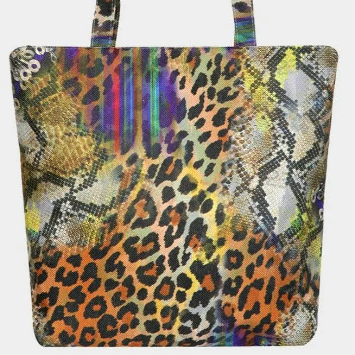 Serape Leopard Snake Patterned Tote Bag