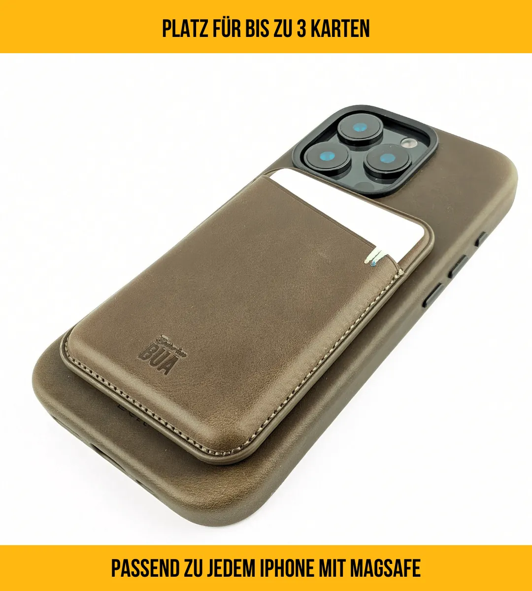 Set Hülle   Wallet | Leder Hülle für dein iPhone   Leder Wallet mit MagSafe Olive